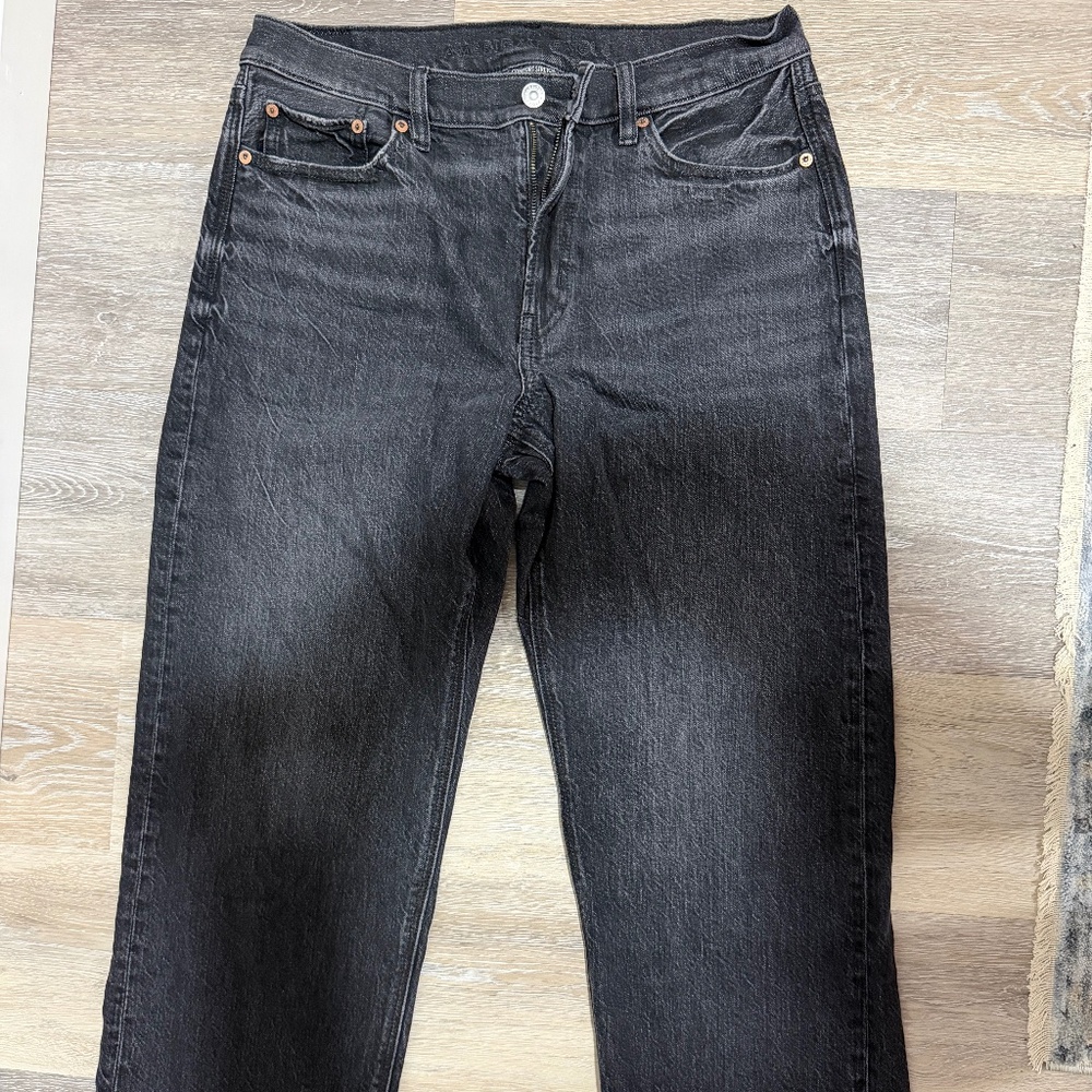 NWOT American Eagle Wide Leg Black Jeans, size 6 short